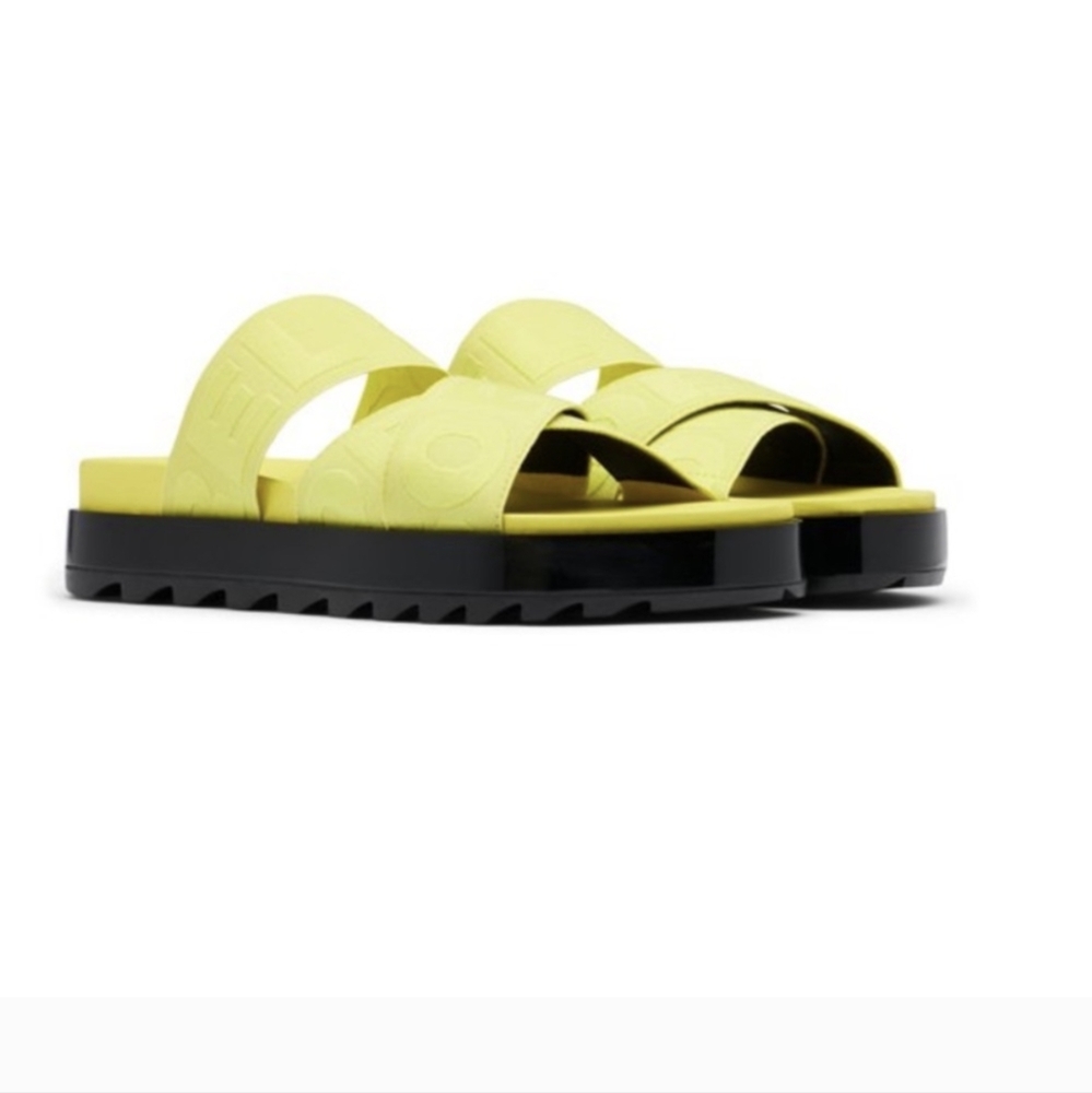 NWT Sorel Roaming yellow strap platform sandals - Picture 1 of 12